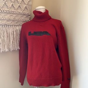 Vintage Ralph Lauren Sport red knit turtleneck Sweater sz Large